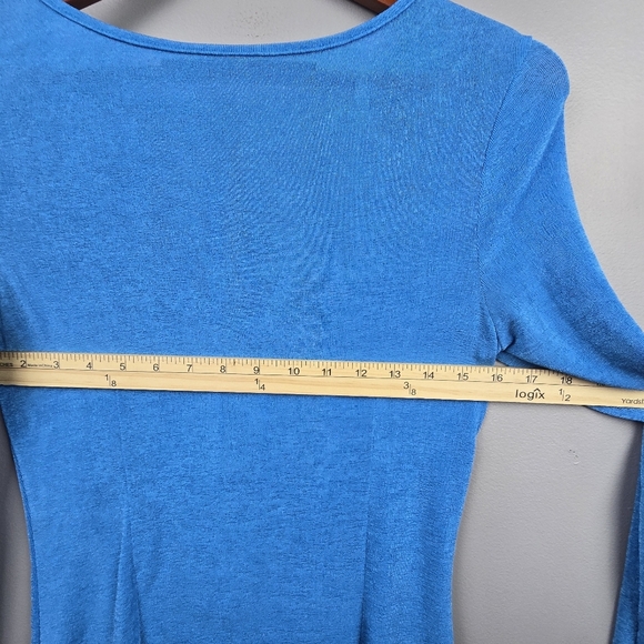 LIONESS Long Sleeve Montana Mini Dress Open Back Blue Womens Size L - Picture 10 of 14